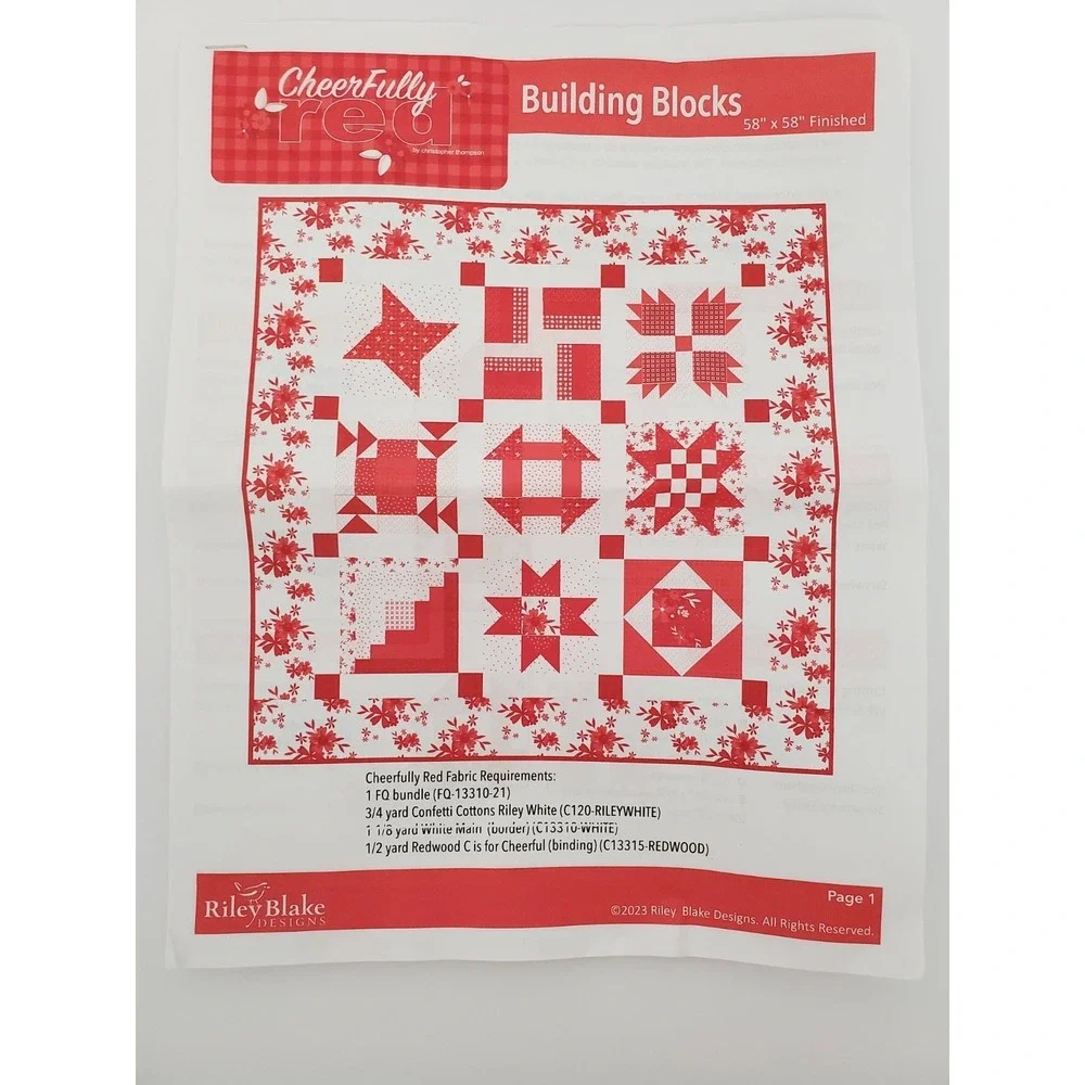 Cheerfully Red quilt pattern by Christopher Thompson Riley Blake Designs  58x58
